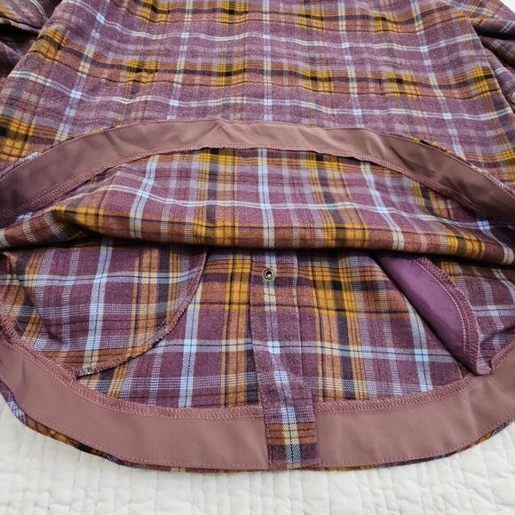Mystree Shacket Women's Small Purple Brown Long Sleeve Snaps EUC LN Heavy Task - Picture 11 of 16